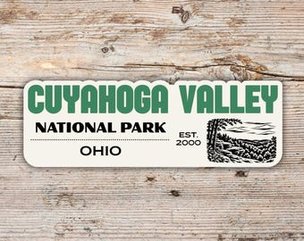 Cuyahoga Valley National Park Sticker: Retro Block Lettering, Waterproof Vinyl Decal