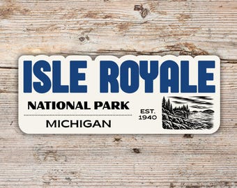 Isle Royale National Park Sticker, Retro Block Lettering Waterproof Vinyl Decal