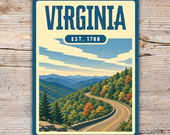 Virginia Sticker – Blue Ridge Parkway Vinyl Decal, Vintage Screen Print Style