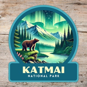 Katmai National Park Sticker, Laptop Sticker, Cooler Sticker, Water Bottle Sticker, Alaska Sticker, Katmai Gift, Katmai Souvenir