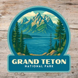 Adesivo do Parque Nacional Grand Teton, Adesivo para laptop, Adesivo para cooler, Adesivo para garrafa d'água, Adesivo para Wyoming, Presente Grand Teton, Adesivo de vinil