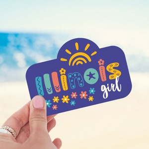 Illinois Girl Retro Groovy Sticker, Illinois Fan Sticker, Illinois Gift, Laptop Sticker, Illinois Stickers, Water Bottle Sticker