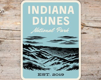 Sticker Indiana Dunes National Park – sticker in retrostijl uit de jaren 60