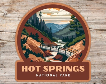Sticker parc national de Hot Springs, Sticker pour ordinateur portable, Sticker glacière, Sticker bouteille d'eau, Sticker Arkansas, cadeau sources chaudes