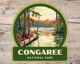 Congaree National Park sticker, laptop sticker, koeler sticker, waterfles sticker, South Carolina sticker, Congaree cadeau