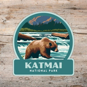 Katmai National Park Sticker, Laptop Sticker, Cooler Sticker, Water Bottle Sticker, Alaska Sticker, Katmai Gift