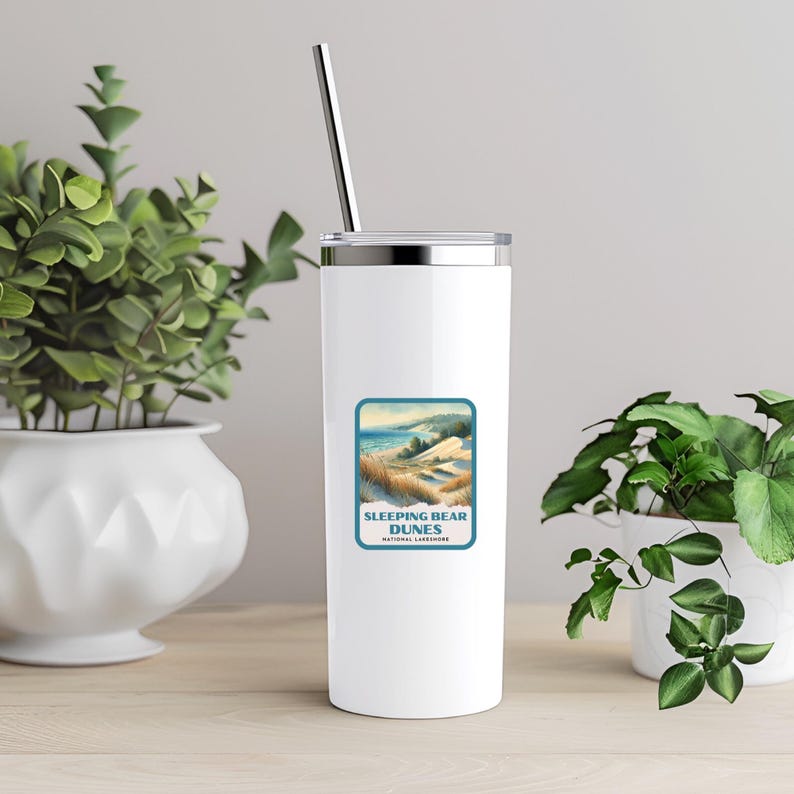 Sleeping Bear Dunes Retro Watercolor Sticker, Laptop Sticker, Cooler Sticker, Water Bottle Sticker, Michigan Sticker, Sleeping Bear Gift image 3