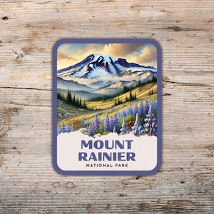 Mount Rainier National Park Retro Watercolor Sticker, Laptop Cooler Sticker, Water Bottle Sticker, Washington Sticker, Mount Rainier Gift