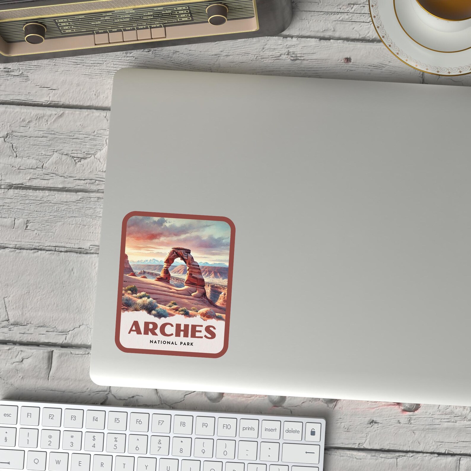 Arches National Park Retro Watercolor Sticker, Laptop Sticker, Cooler ...