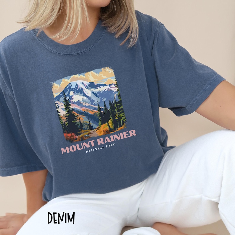 Mount Rainier National Park Shirt, Washington Tee Shirt, Mount Rainier National Park Comfort Colors, Mount Rainier Gift, Mount Rainier Hike image 2