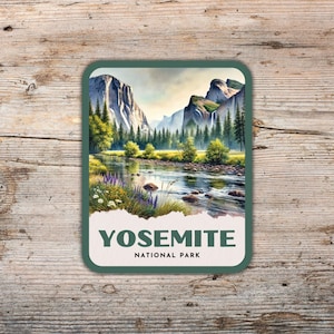 Yosemite National Park Retro Watercolor Sticker, Laptop Sticker, Cooler Sticker, Water Bottle Sticker, California Sticker, Yosemite Gift