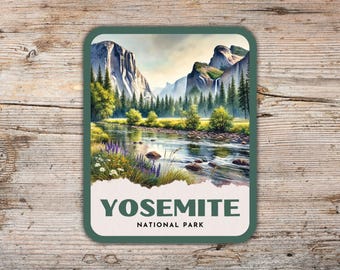 Yosemite National Park Retro Watercolor Sticker, Laptop Sticker, Cooler Sticker, Water Bottle Sticker, California Sticker, Yosemite Gift