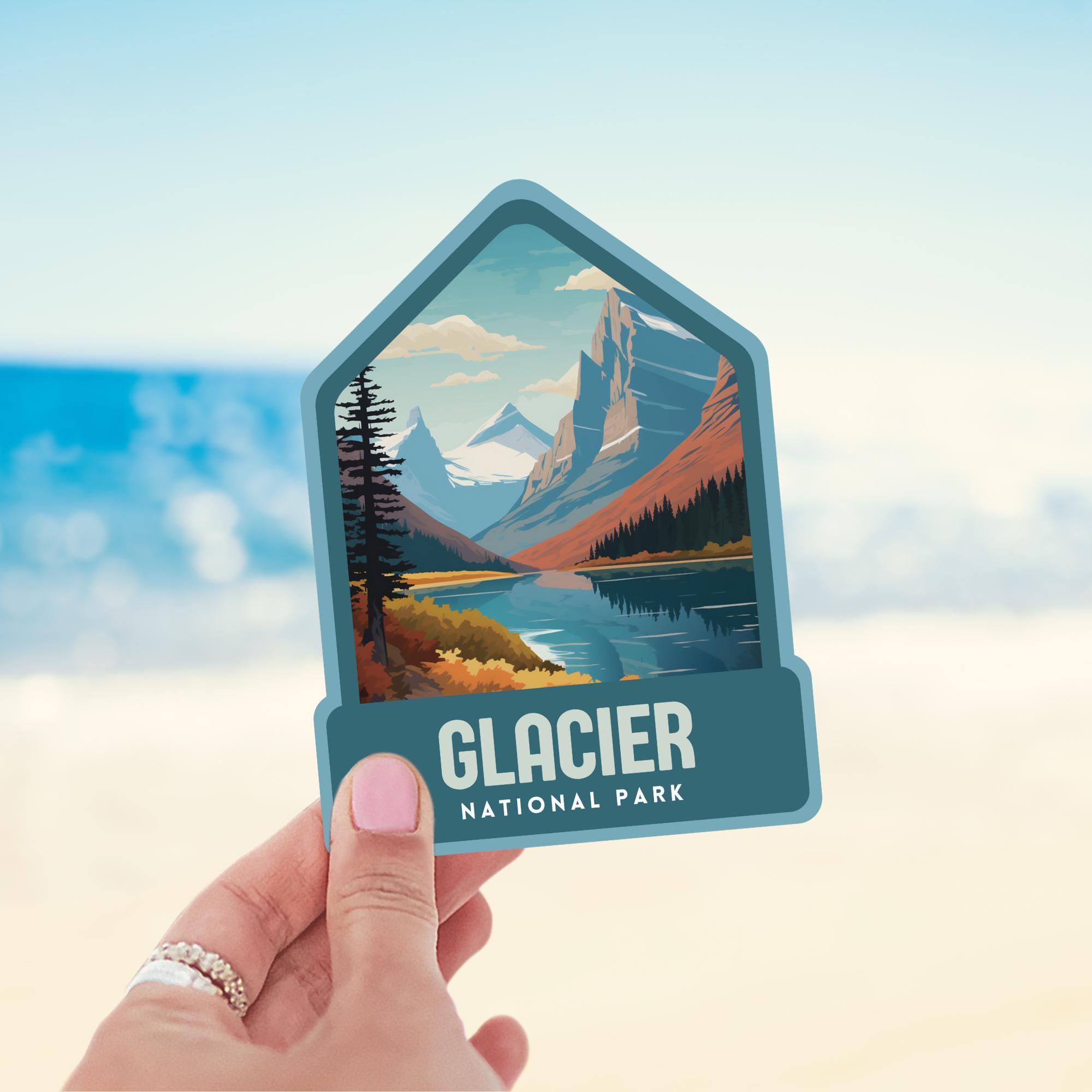 Glacier National Park Retro Sticker, Laptop Sticker, Cooler Sticker ...