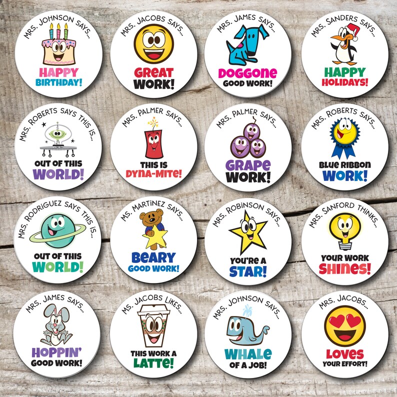 Personalized Teacher Stickers, Planet, Star, Sun, Good Work Stickers - Etsy