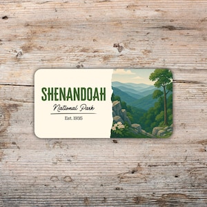 Shenandoah National Park Sticker: Modern Poster Style Vinyl Decal
