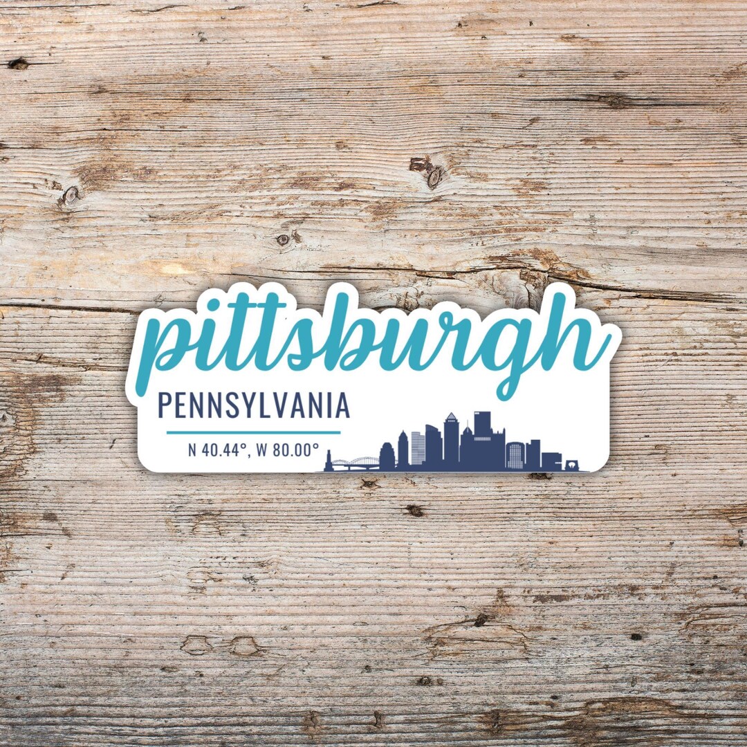 Pittsburgh Sticker, Modern Script Font With Skyline Silhouette ...