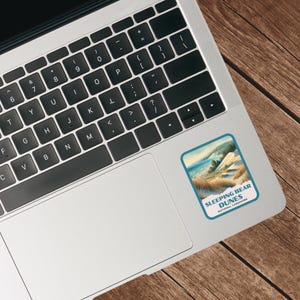 Sleeping Bear Dunes Retro Watercolor Sticker, Laptop Sticker, Cooler Sticker, Water Bottle Sticker, Michigan Sticker, Sleeping Bear Gift image 4