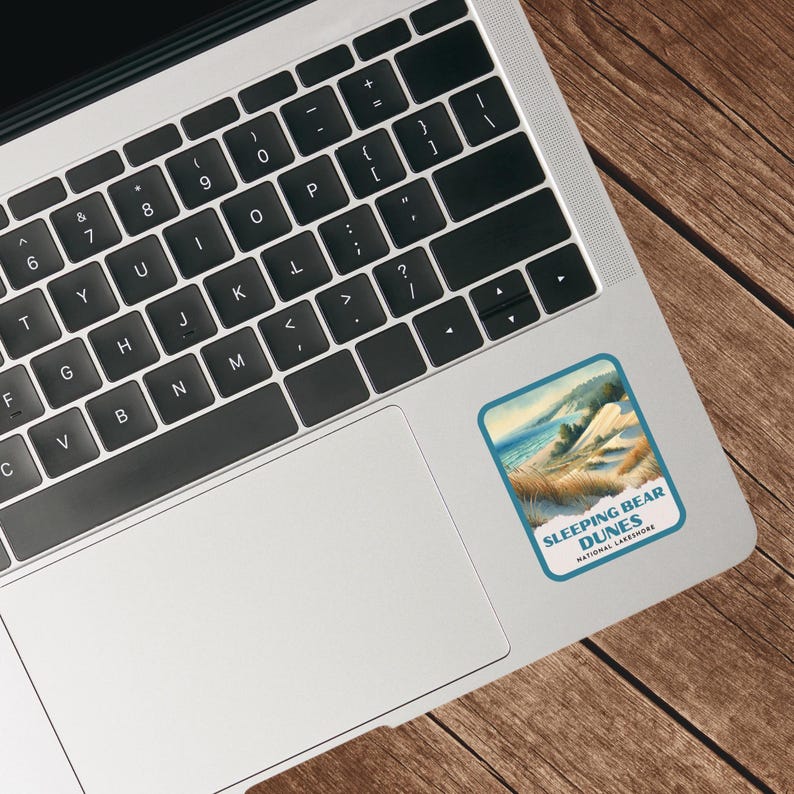 Sleeping Bear Dunes Retro Watercolor Sticker, Laptop Sticker, Cooler Sticker, Water Bottle Sticker, Michigan Sticker, Sleeping Bear Gift image 4
