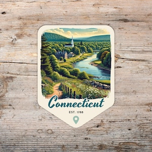 Connecticut Retro Sticker, Laptop Sticker, Cooler Sticker, Water Bottle Sticker, Connecticut Souvenir, Connecticut Gift, State Sticker