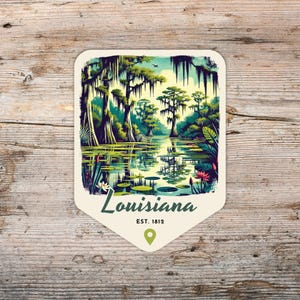 Louisiana Vinyl Sticker: Retro Bayou Art - Durable & Waterproof Decal