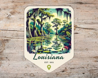 Louisiana Vinyl Sticker: Retro Bayou Art - Durable & Waterproof Decal