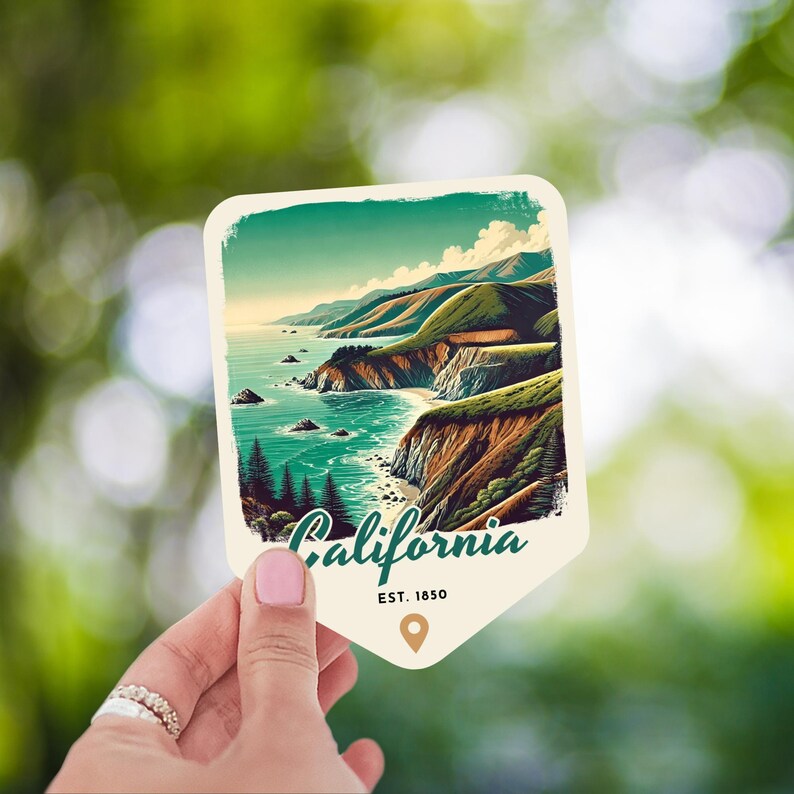 California Retro Grunge Sticker, Laptop Sticker, Cooler Sticker, Water Bottle Sticker, California Souvenir, California Gift, State Sticker image 2