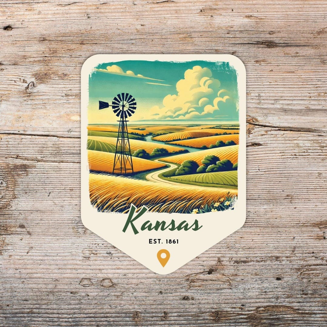 Sticker Sheet Kansas Kansas Retro Sticker, Vintage Grunge Look State Decal - Etsy
