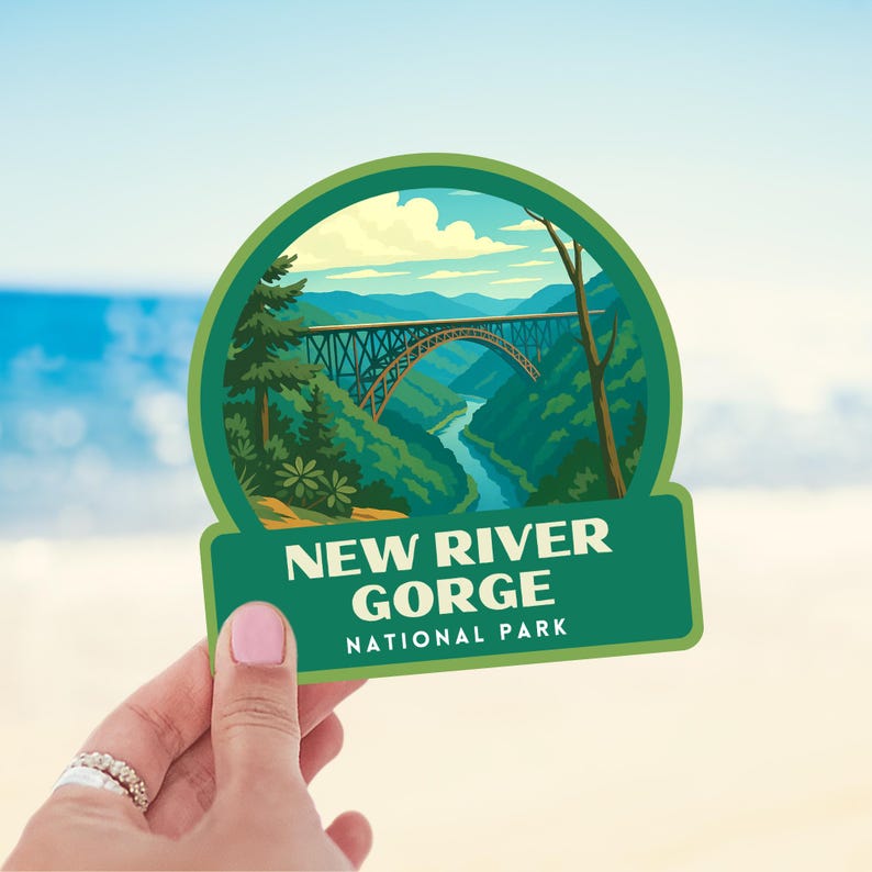 River Sticker Rounded New River Gorge National Park Sticker, Laptop Sticker, Cooler Sticker ...