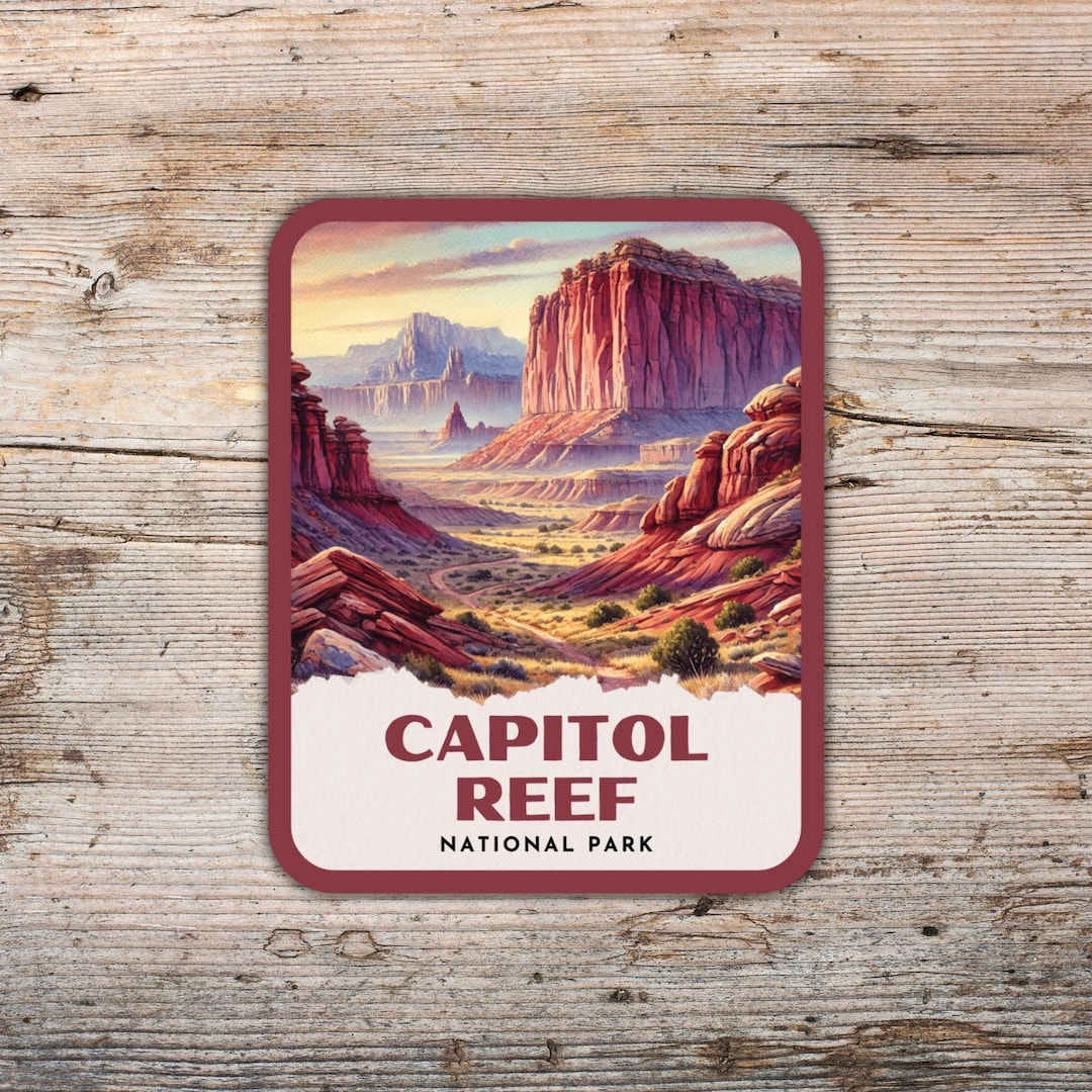 Capitol Reef National Park Retro Watercolor Sticker, Laptop Sticker ...