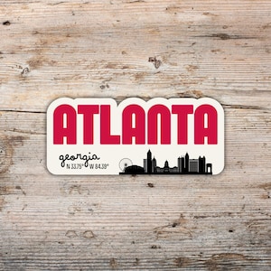 Atlanta Georgia Retro Text Sticker, Georgia Sticker, Waterproof Vinyl Decal, Atlanta Gift, Atlanta Trip, City of Atlanta Event Sticker