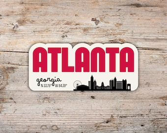 Atlanta Georgia Retro Skyline Sticker, Waterproof Vinyl Decal