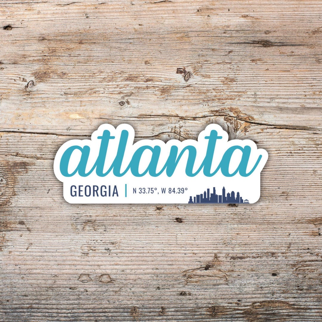 Atlanta Georgia Sticker, Modern Script, City Skyline Vinyl Decal - Etsy