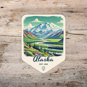 Alaska Retro Grunge Sticker, Laptop Sticker, Cooler Sticker, Water Bottle Sticker, Alaska Souvenir, Alaska Gift, State Sticker