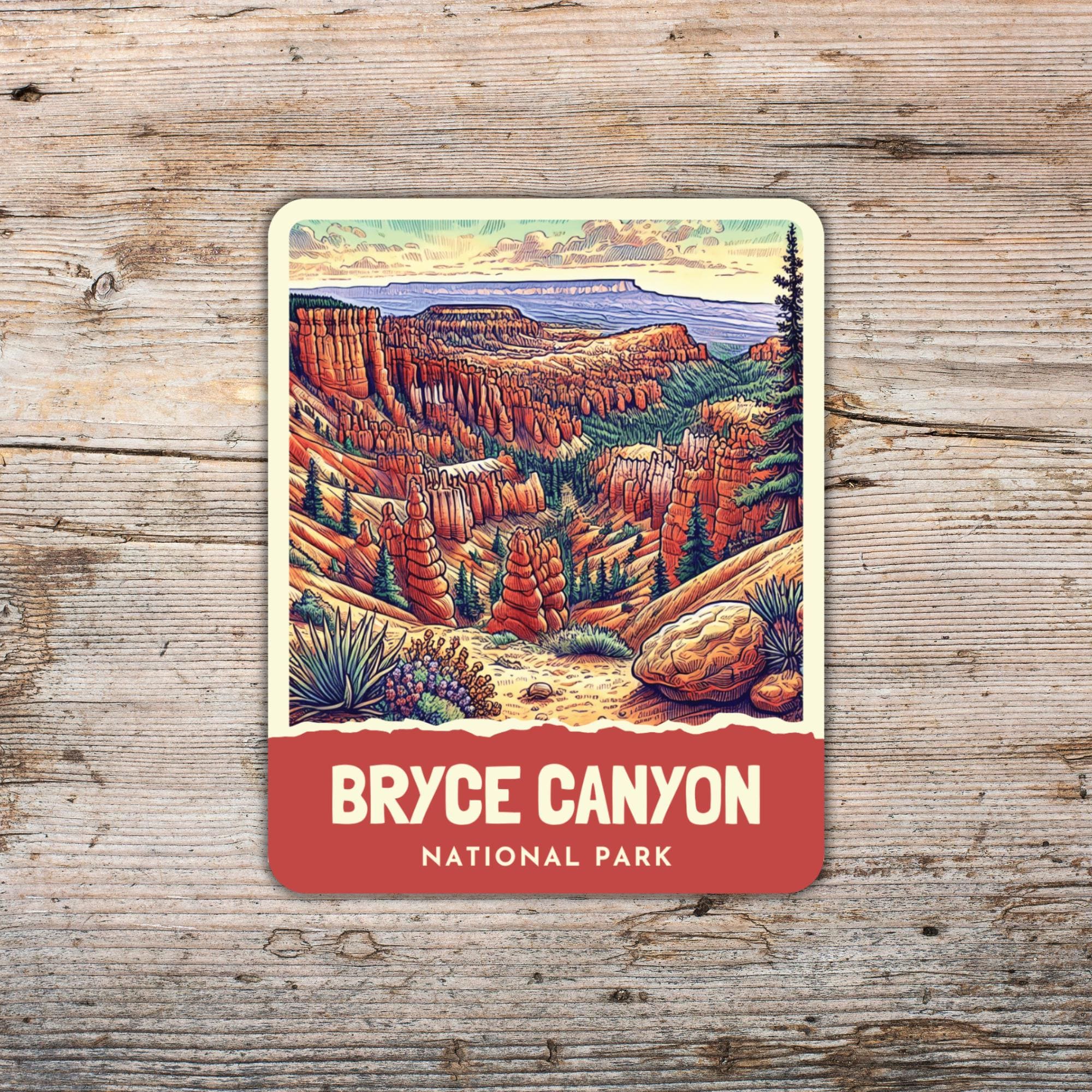 Bryce Canyon National Park Sticker – Art Deco Retro Doodle Art – Florida Vinyl Decal for Laptops, Water Bottles, Coolers & Notebooks