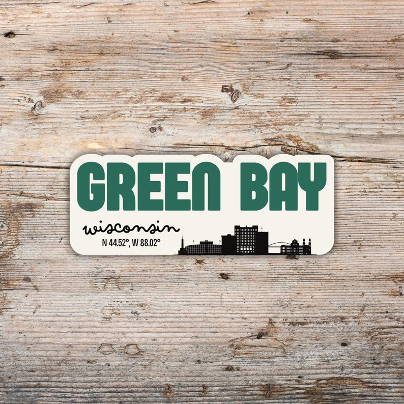 Green Bay Wisconsin Retro Text Sticker, Wisconsin Sticker, Waterproof ...