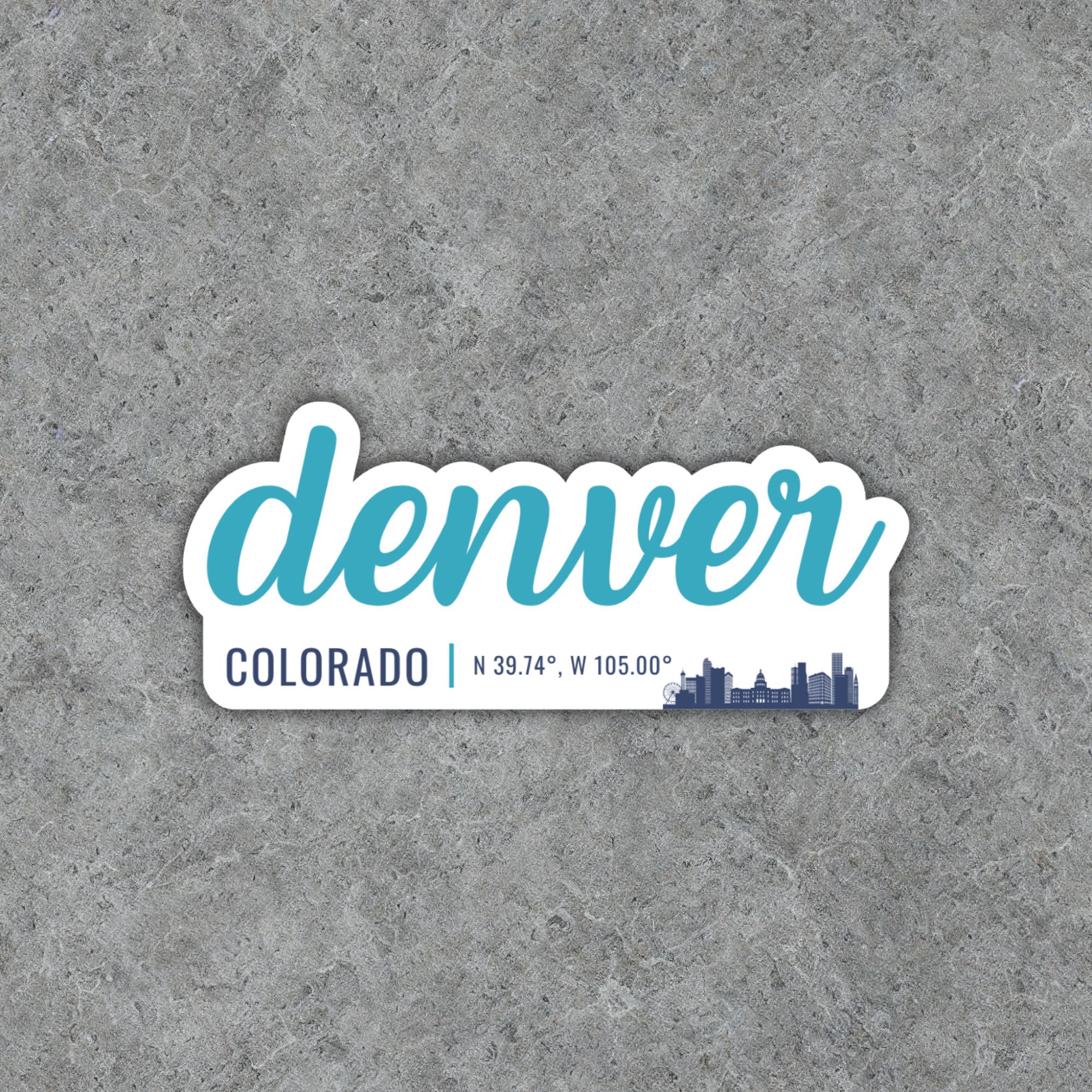 Denver Sticker, Modern Script Font With Latitude Longitude, Vinyl Decal ...