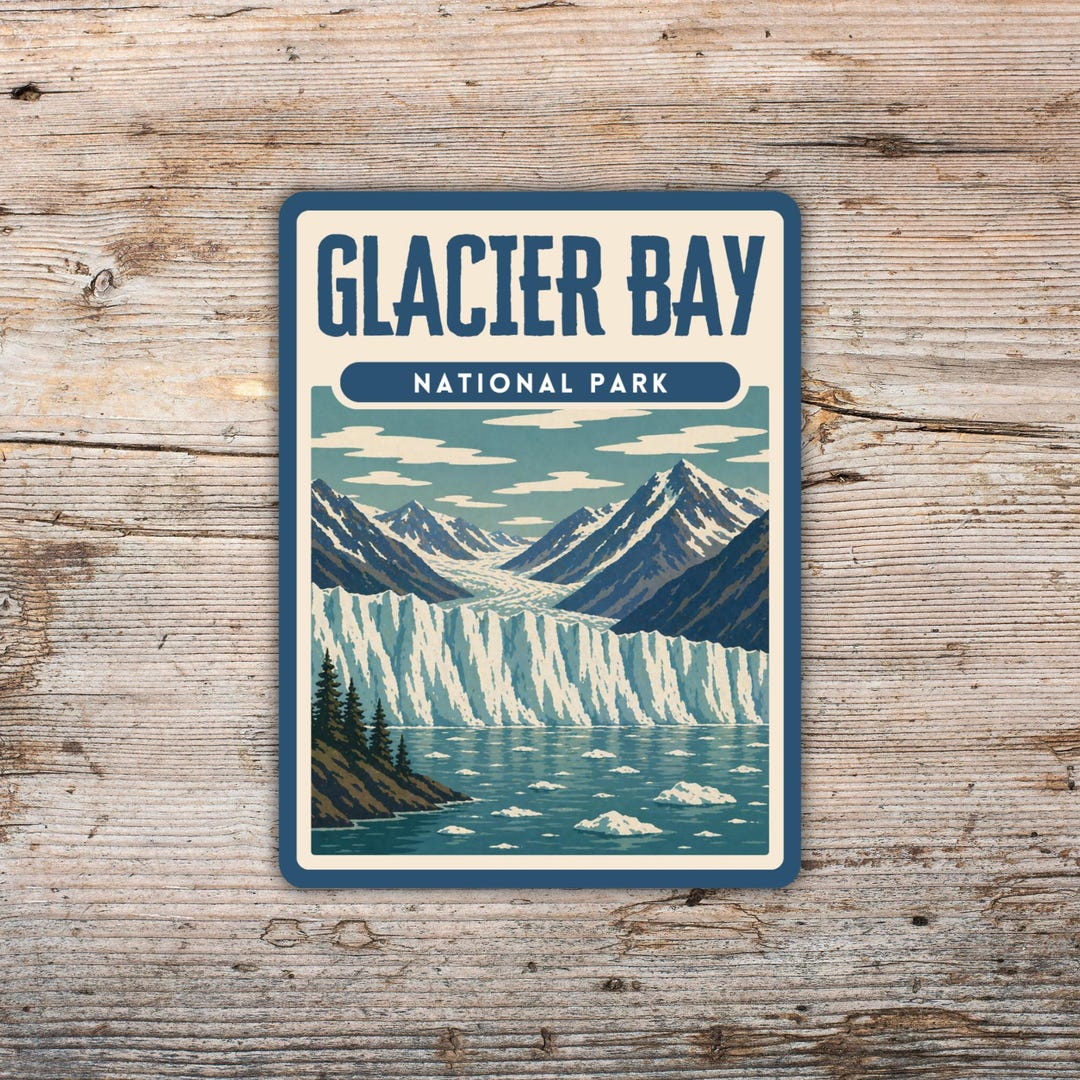 Glacier Bay National Park Sticker | Vintage Screen Print Style ...