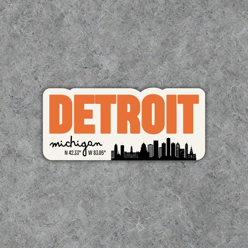Detroit Michigan Retro Text Sticker, Michigan Sticker, Waterproof Vinyl ...