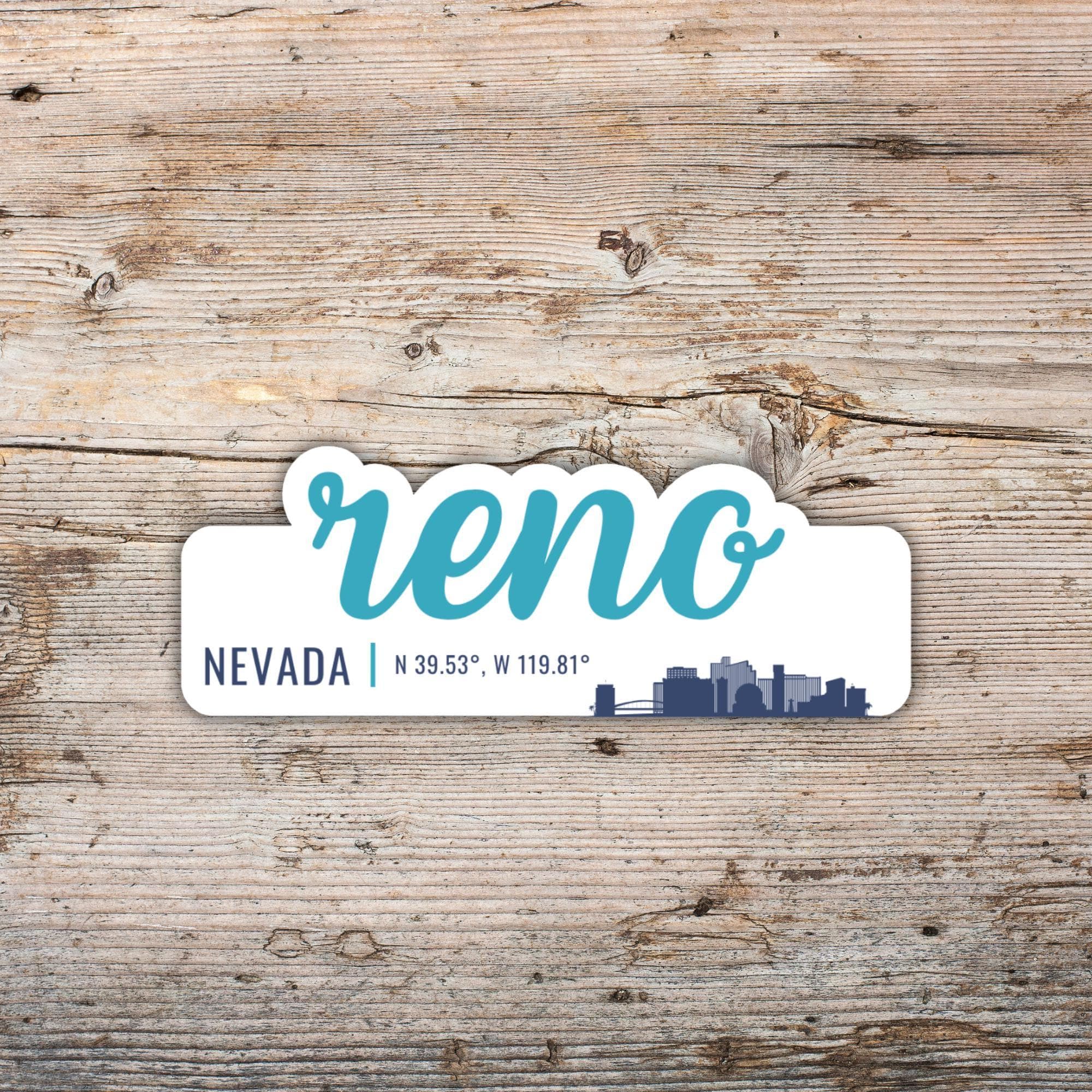 Reno Nevada Sticker: Modern Script, City Skyline Vinyl Decal - Etsy