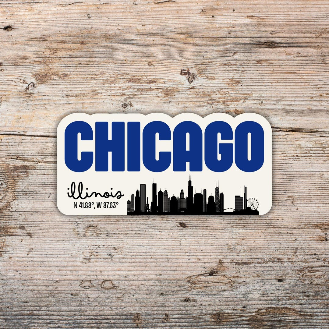 Chicago Window Sticker Chicago Illinois Retro Text Sticker, Illinois Sticker, Waterproof Vinyl ...