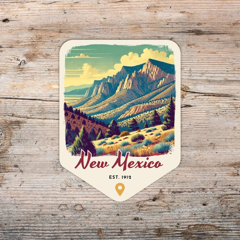 New Mexico Retro Grunge Sticker, Laptop Sticker, Cooler Sticker, Water Bottle Sticker, New Mexico Souvenir, New Mexico Gift, State Sticker image 1