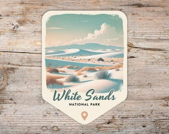 White Sands nationalpark retro grunge-klistermärke, laptop-klistermärke, kylklistermärke, vattenflask-klistermärke, New Mexico-klistermärke