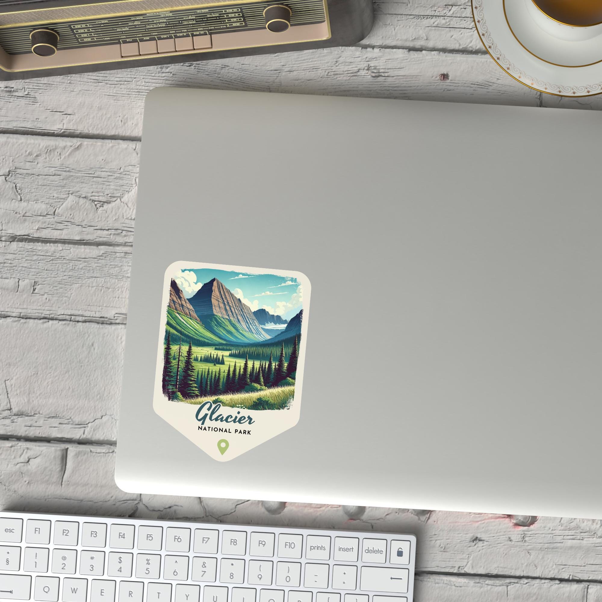 Glacier National Park Retro Grunge Sticker, Laptop Sticker, Cooler ...
