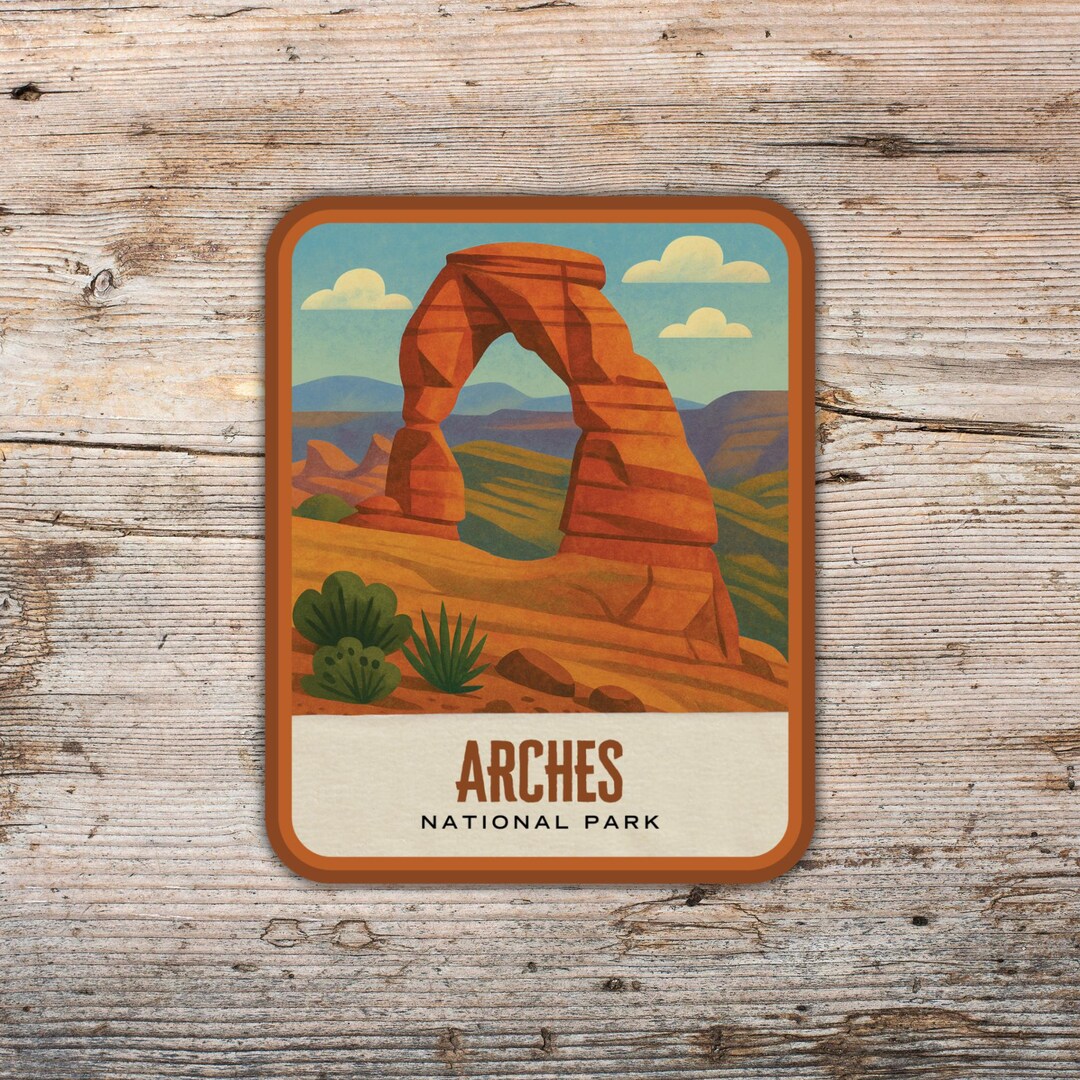 Arches National Park Sticker, Retro Illustration, Utah Travel Decal - Etsy