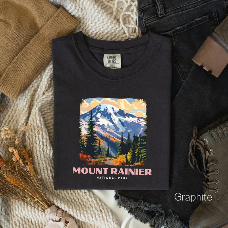 Mount Rainier National Park Shirt, Washington Tee Shirt, Mount Rainier National Park Comfort Colors, Mount Rainier Gift, Mount Rainier Hike image 4