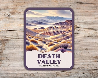 Death Valley nationalpark retro akvarell klistermärke, laptopklistermärke, vattenflaskklistermärke, Kalifornienklistermärke, Death Valley-present