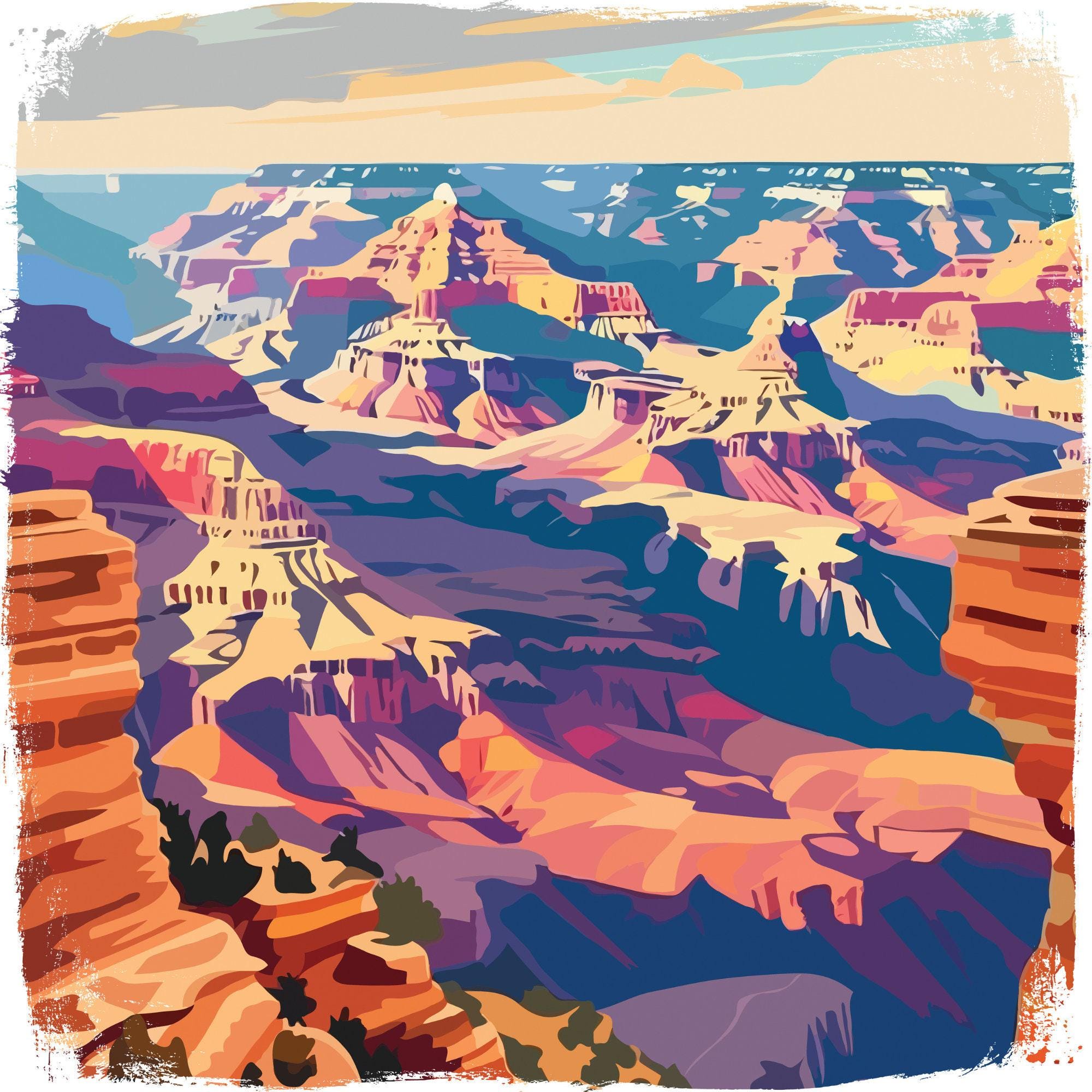 T-shirt Parc National Du Grand Canyon Arizona - Motif Faune Et Timbre - Coton - Taille Unique ? Neuf