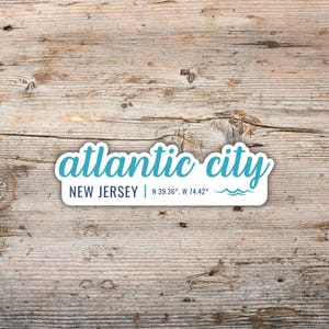 Atlantic City Sticker, Modern Script Font Vinyl Decal Laptops, Water Bottles, Coolers, New Jersey Sticker, Atlantic City Event or Wedding