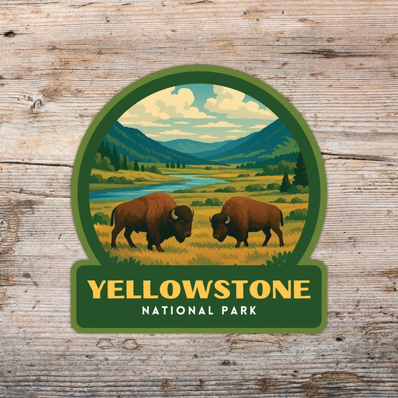 Yellowstone National Park Sticker, Laptop Sticker, Cooler Sticker, Water Bottle Sticker, Wyoming Sticker, Yellowstone Gift image 1