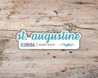 St. Augustine Florida Sticker, Modern Script, Waterproof Vinyl Decal